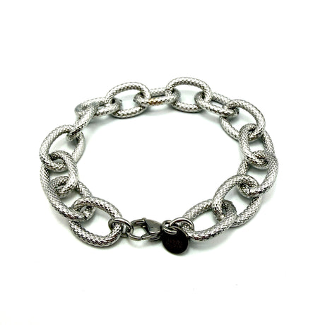 Bracciale Rolò martellato silver in acciaio inossidabile