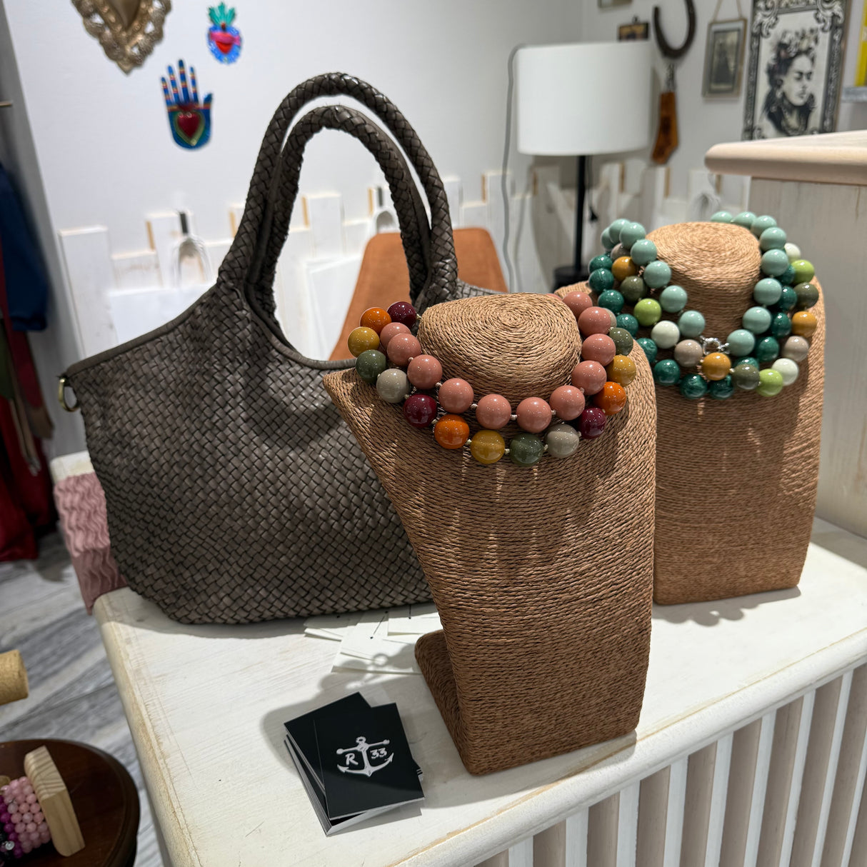 Borsa Shopper Harry intrecciata Taupe