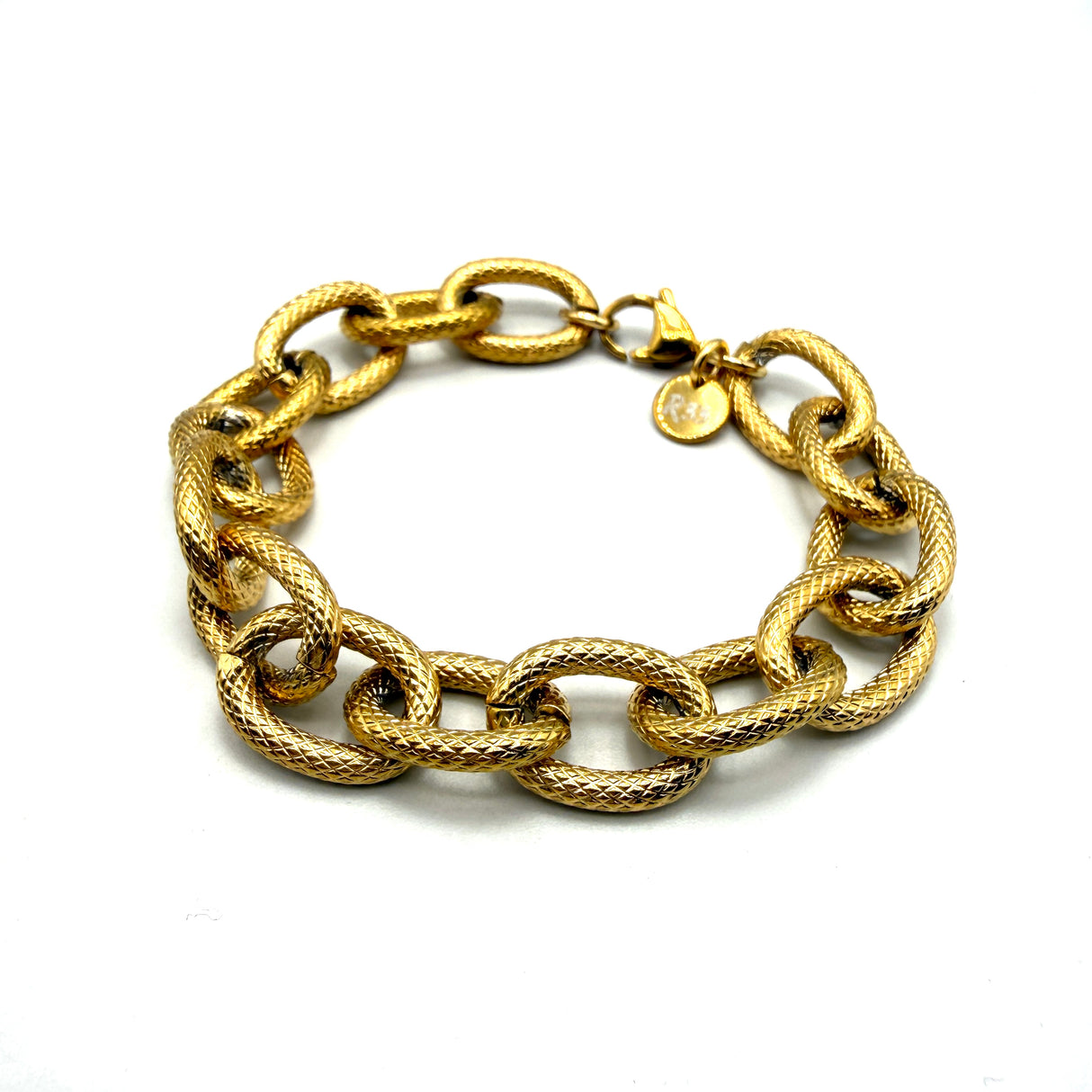 Bracciale Rolò martellato dorato in acciaio inossidabile