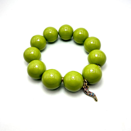 Bracciale resina Verde Acido con charms Corno Multicolor