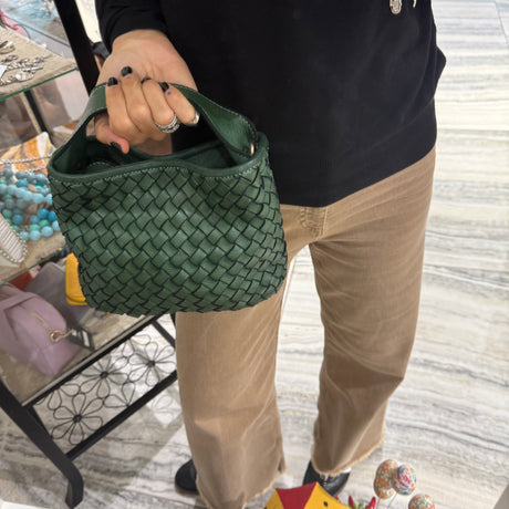 Borsa Mirtilla Small intrecciata Verde Foresta