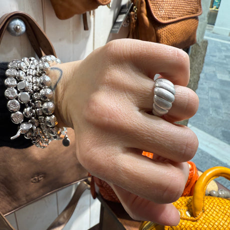 Anello Fascia satinata Croissant Argento925