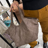 Borsa Shopper Harry intrecciata Taupe