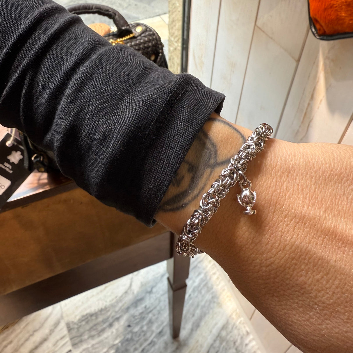 Bracciale Bizantina con Pumino Argento925