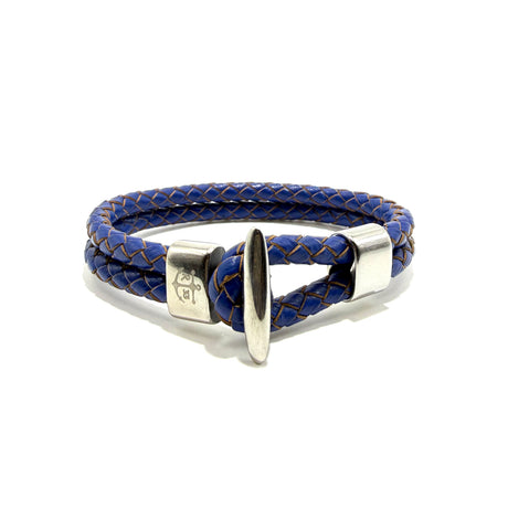 Bracciale Bitta in pelle blu elettrico
