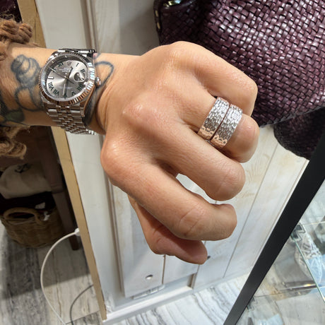 Coppia Fedi Martellate Argento925