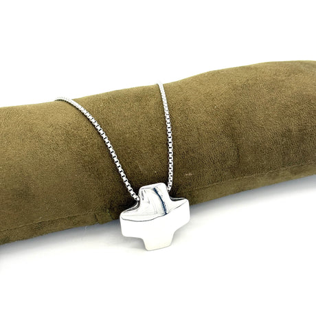 Collana Croce bombata acciaio inossidabile