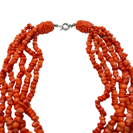 Collana Multifili Corallo Bamboo Rosso chiaro