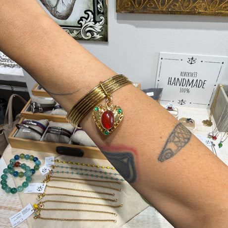 Bracciale 5 fili Lanterna Cuore Corniola
