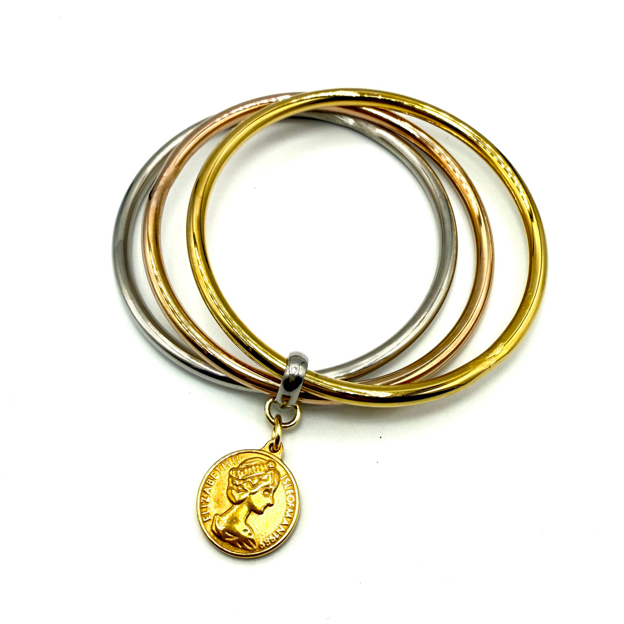 Bracciale rigido 3 fili Multicolor con moneta