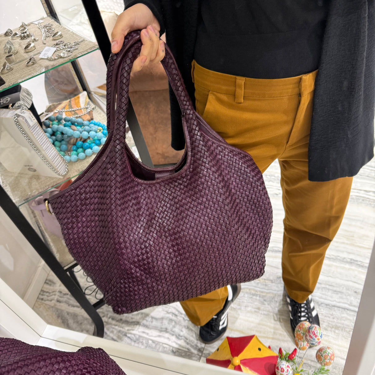 Borsa Shopper Harry intrecciata Borgogna