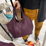 Borsa Shopper Harry intrecciata Borgogna
