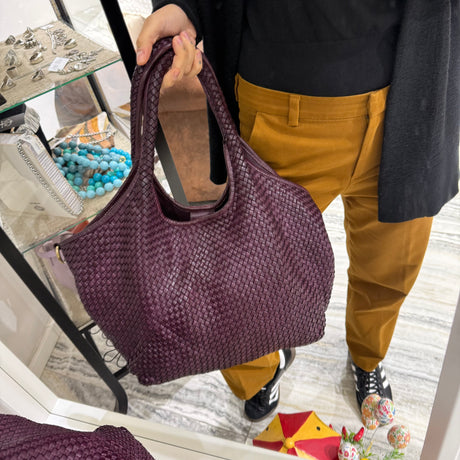 Borsa Shopper Harry intrecciata Borgogna