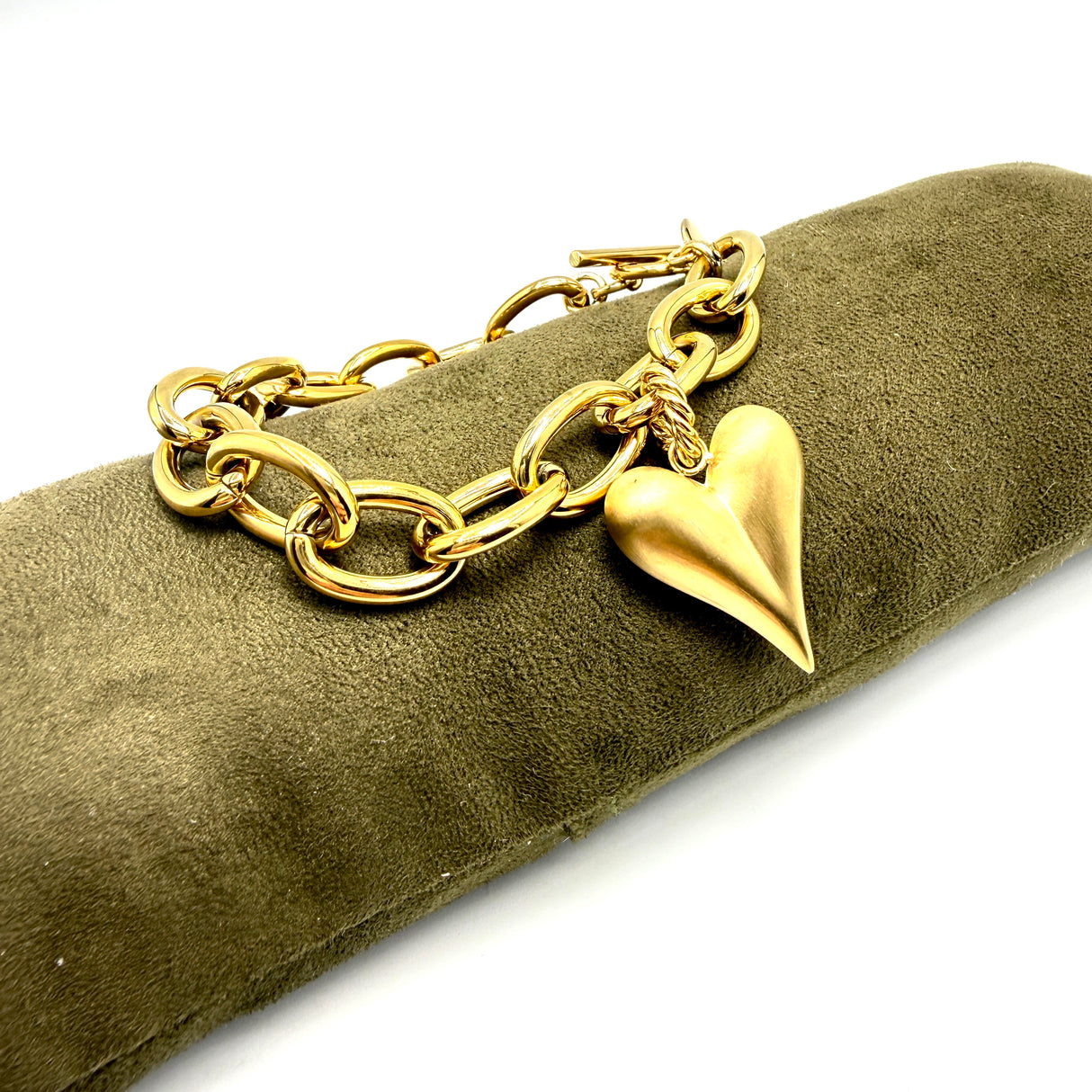 Bracciale Cuore Satinato Gold Acciaio Inossidabile