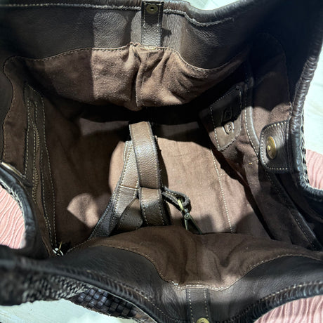 Borsa Shopper Harry intrecciata Testa di Moro