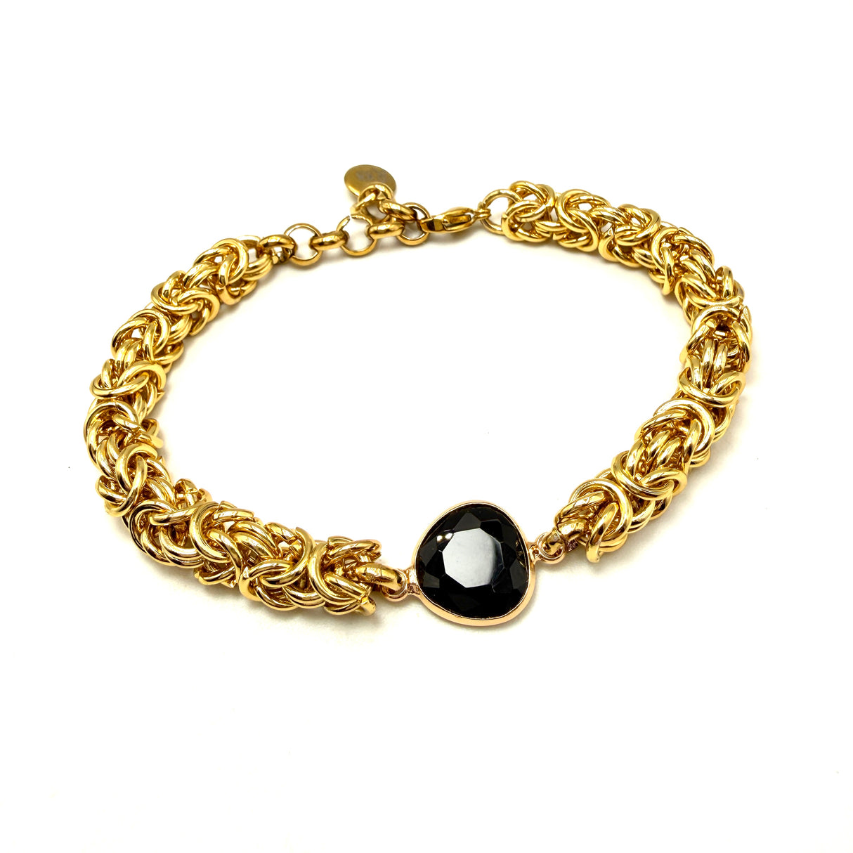 Bracciale Bizantina Dorata e pietra semipreziosa Black