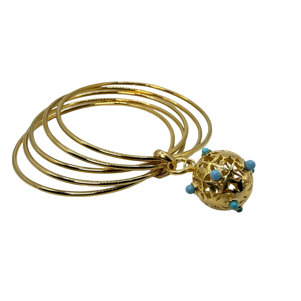 Bracciale 5 fili mina anni 60' dorato e turchesi