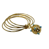 Bracciale 5 fili mina anni 60' dorato e turchesi
