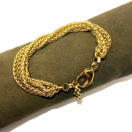 Bracciale Multifili Spiga dorata 3 mm acciaio inossidabile