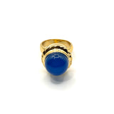 Anello rotondo Etrusco Cabochon Ottone e Giada indaco