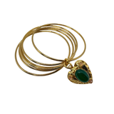 Bracciale 6 fili Lanterna Cuore Giada Verde