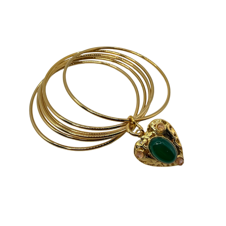 Bracciale 6 fili Lanterna Cuore Giada Verde