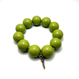 Bracciale resina Verde Acido con charms Corno Multicolor