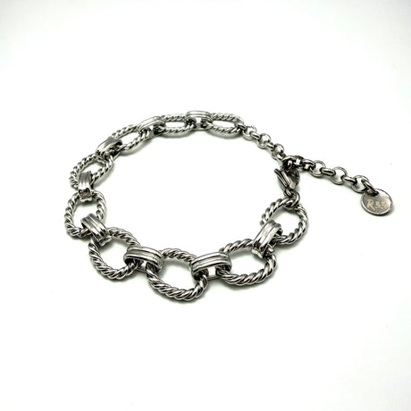 Bracciale rolò torcioni alternati acciaio inossidabile