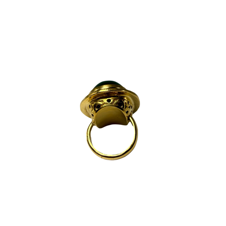 Anello Ovale Etrusco Cabochon Ottone e Giada verde