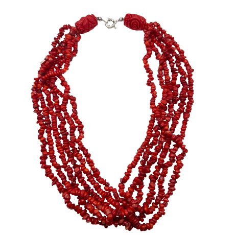 Collana Multifili Corallo Bamboo