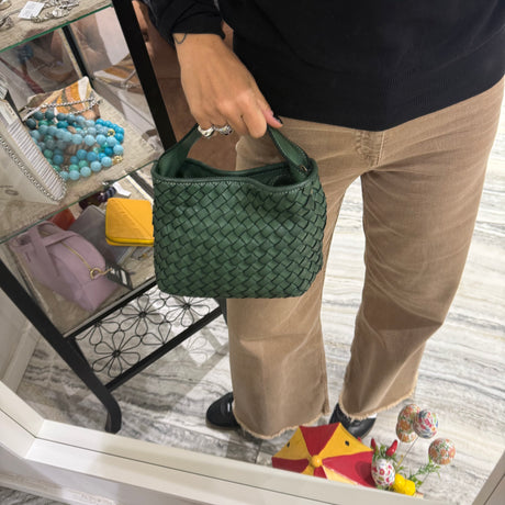 Borsa Mirtilla Small intrecciata Verde Foresta