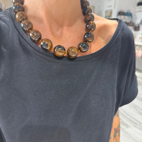 Collana sfere in Resina Occhio di Tigre 2