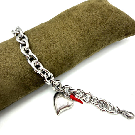 Bracciale Cuore Satinato Silver Acciaio Inossidabile