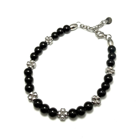 Bracciale pietre e pepite Quadrifoglio in Acciaio inossidabile