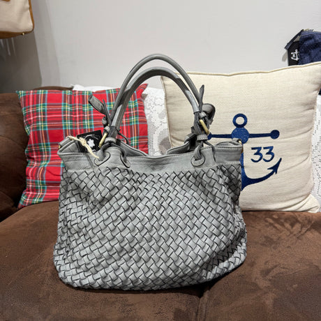 Borsa Intreccio Small Grigio Chiaro