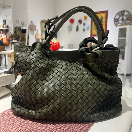 Borsa Intreccio Small Verde militare