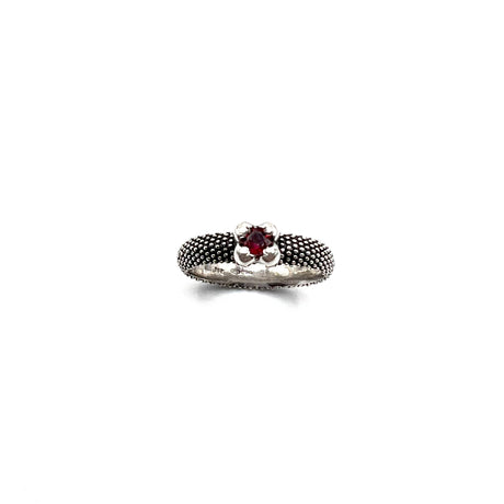 Anello Nagini puntinato pietra Rossa Argento925