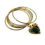 Bracciale 6 fili Lanterna Cuore Giada Verde