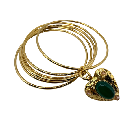 Bracciale 6 fili Lanterna Cuore Giada Verde
