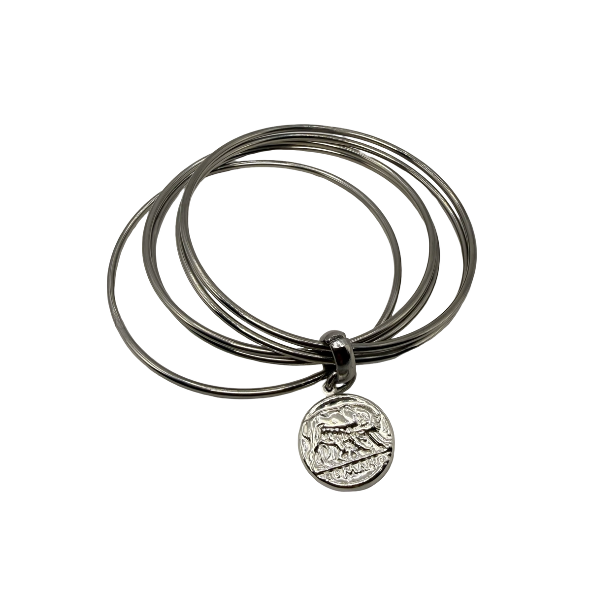 Bracciale rigido 5 fili con moneta Argento925