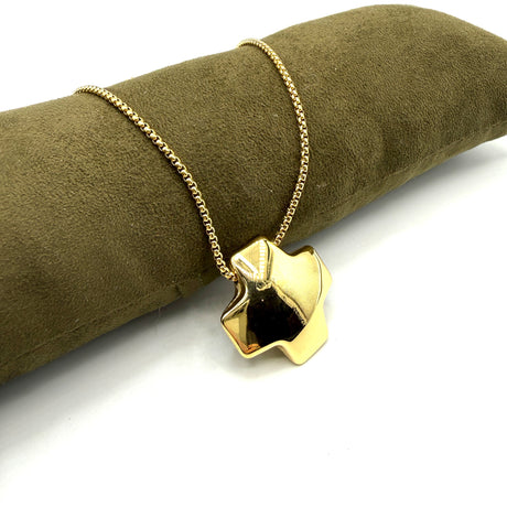 Collana Croce bombata acciaio inossidabile gold