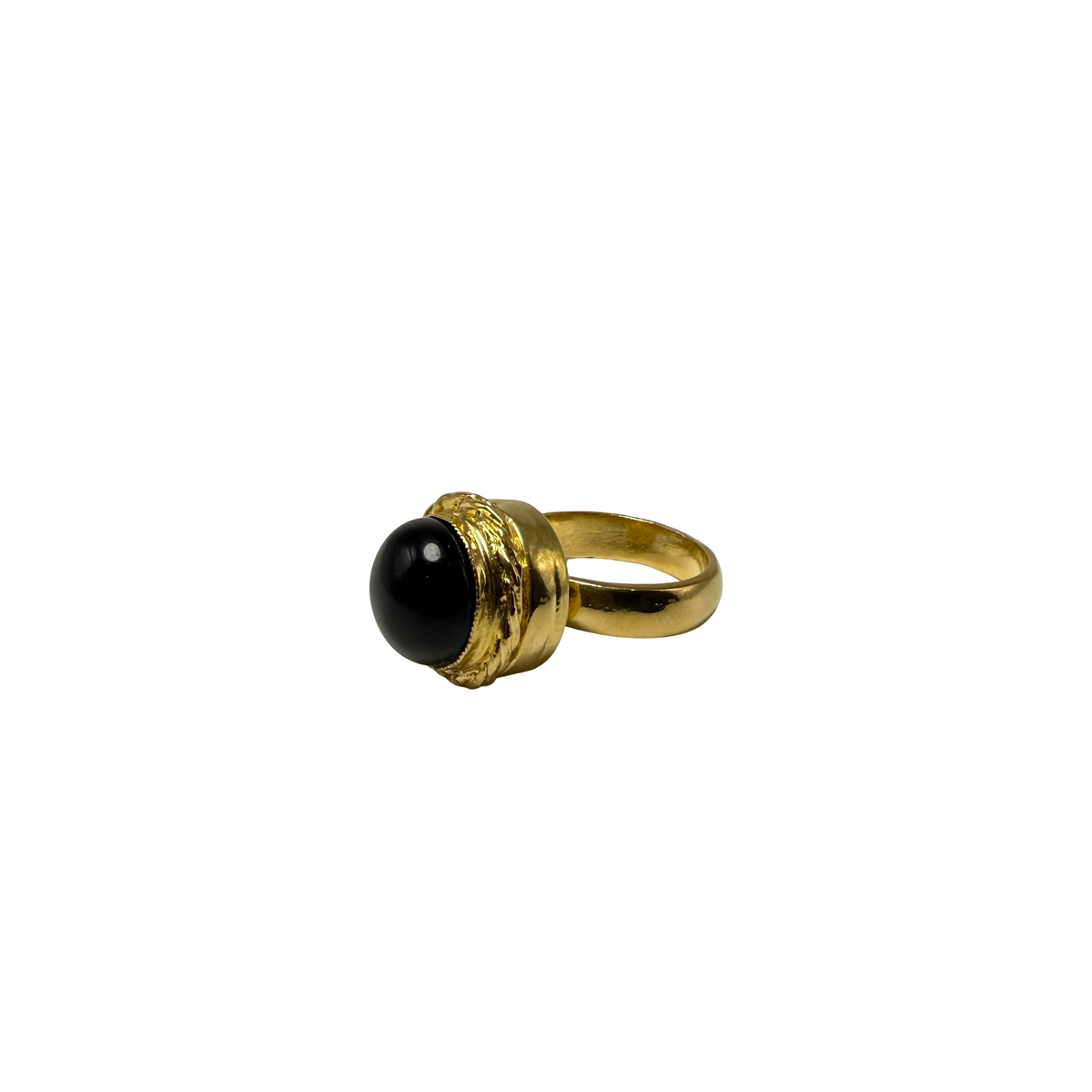 Anello rotondo Etrusco Cabochon Ottone e Onice