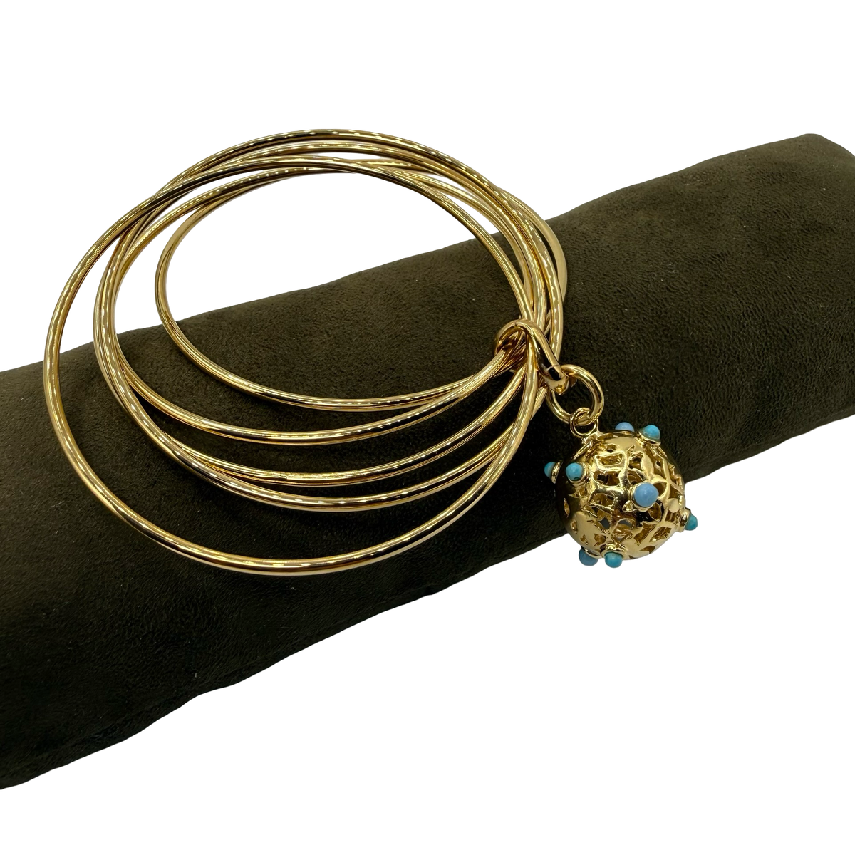 Bracciale 5 fili mina anni 60' dorato e turchesi