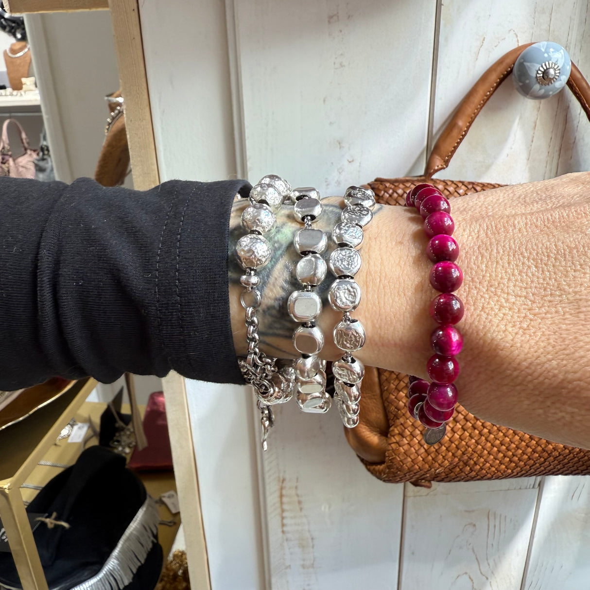 Bracciale pietre Occhio di Tigre Fucsia