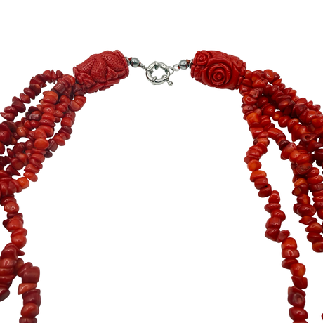 Collana Multifili Corallo Bamboo