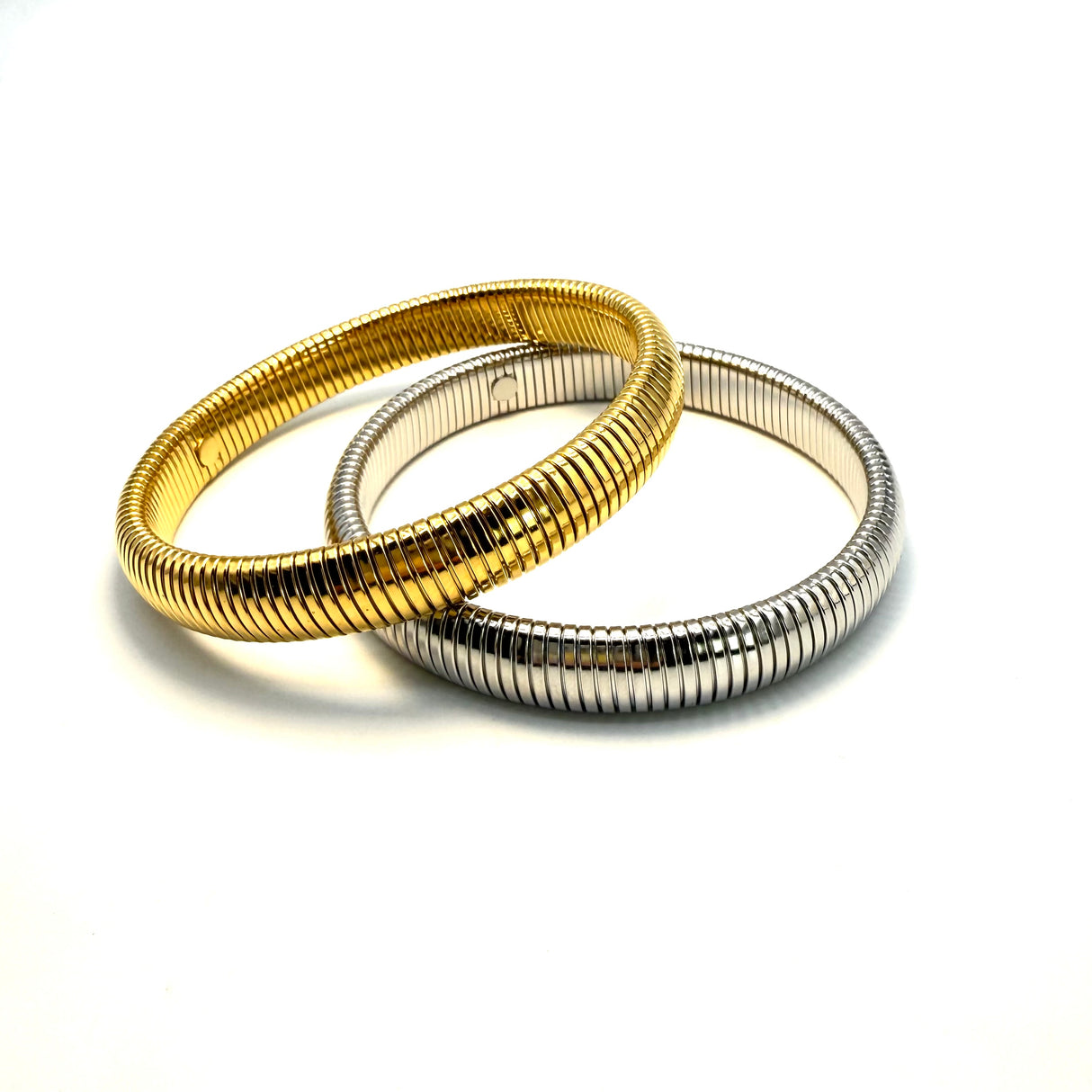Coppia Bracciali Tubogas acciaio Silver e Dorato