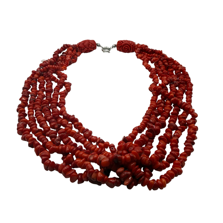 Collana Multifili Corallo Bamboo