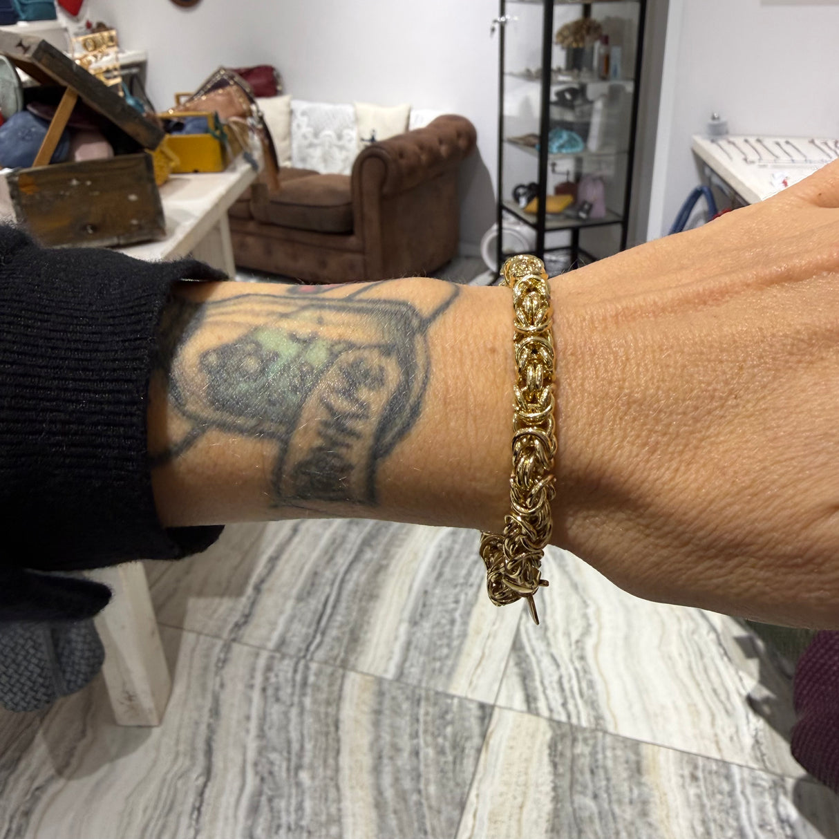 Bracciale Bizantina dorata 6 mm acciaio inossidabile