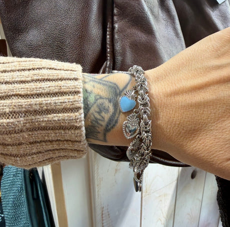 Bracciale Bizantina Cuori Sacri acciaio inossidabile pervinca