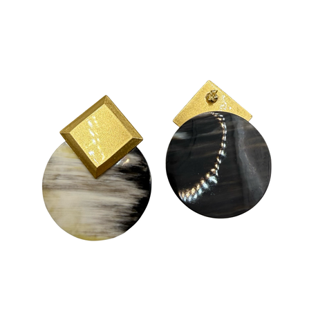 Orecchini geometrici in Corno e Argento925
